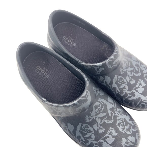 Crocs Professional Clogs Womens Size 7 Black Floral Pattern Slip-Resistant - Picture 4 of 12